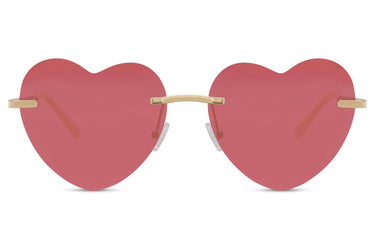 Heart-shaped sunglasses with pink lenses